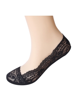 12 Pairs Fashion Womens Cotton Blend Lace Foot Socks SO320024 BLACK